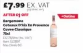 Bargemone Coteaux D'Aix En Provence Cuvee Classique 75cl Item 522897