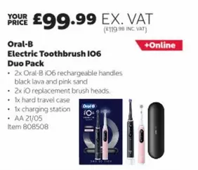 Oral-B - Electric Toothbrush IO6 Duo Pack Item 808508