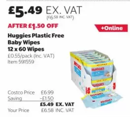 Huggies - Plastic Free Baby Wipes 12 x 60 Wipes