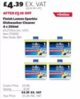 Finish - Lemon Sparkle Dishwasher Cleaner 4 x 250ml