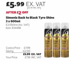 Simoniz - Back to Black Tyre Shine 3 x 600ml