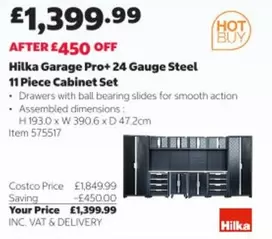 Hilka Garage Pro+ 24 Gauge Steel 11 Piece Cabinet Set