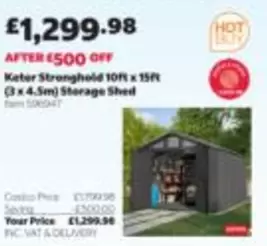 Keter Stronghold 10ft x 15ft (3 x 4.5m) Storage Shed Item 596947