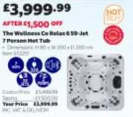 The Wellness Co Relax 6 59-Jet 7 Person Hot Tub