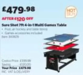 Sure -  Shot 7ft 4-in-1 Multi Games Table Item 343929