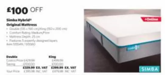 Comfort - Simba Hybrid Original Mattress