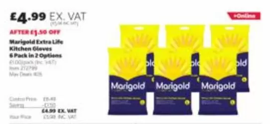 Marigold - Extra Life Kitchen Gloves 6 Pack