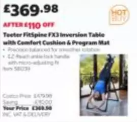 Comfort - FitSpine FX3 Inversion Table with Cushion & Program Mat