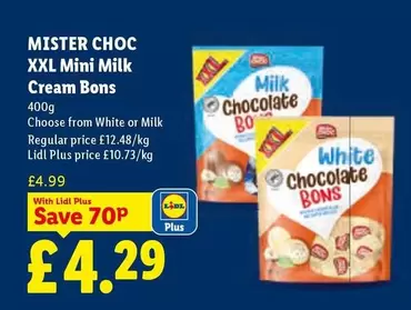 Lidl - Mister Choc XXL Mini Milk Cream Bons