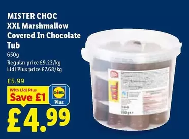 Lidl - XXL Marshmallow Covered In Chocolate Tub