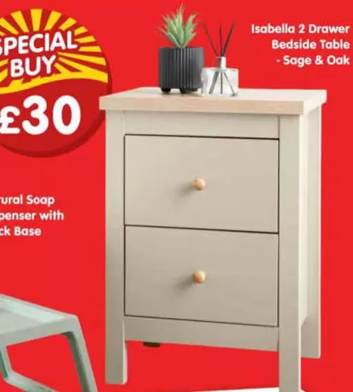 Isabella 2 Drawer Bedside Table