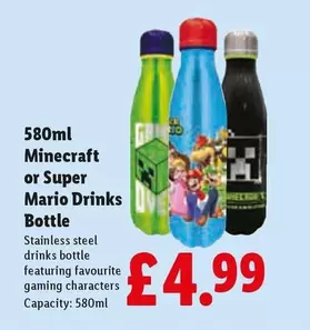Minecraft -  or Super Mario Drinks Bottle