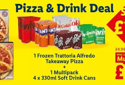 COKE - Frozen Trattoria Alfredo Takeaway Pizza + 1 Multipack 4 x 330ml Soft Drink Cans