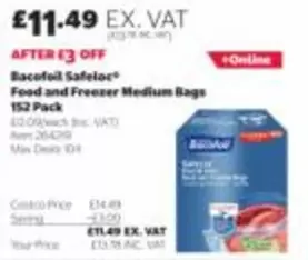 Bacofoil - Safelloc Food and Freezer Medium Bags 152 Pack