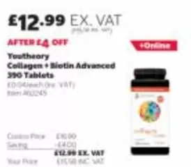 Collagen + Biotin Advanced 390 Tablets ED04