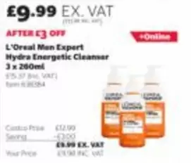 L'Oreal Men Expert Hydra Energetic Cleanser 3 x 260ml