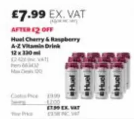 Huel Cherry & Raspberry A-Z Vitamin Drink 12 x 330 ml