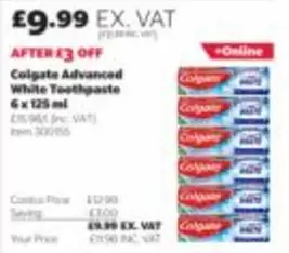 Colgate - Advanced White Toothpaste 6 x 125 ml
