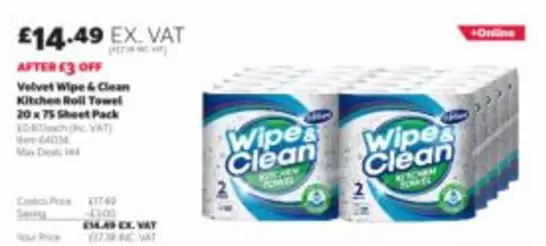 Velvet - Wipe & Clean Kitchen Roll Towel