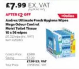 Andrex - Ultimate Fresh Hygiene Wipes Mega Odour Control Moist Toilet Tissue 10 x 56 wipes