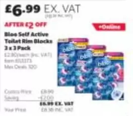 Bloo Self Active Toilet Rim Blocks 3 x 3 Pack