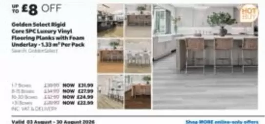 Luxury - Golden Select Rigid Core SPC Vinyl Flooring Planks with Foam Underlay