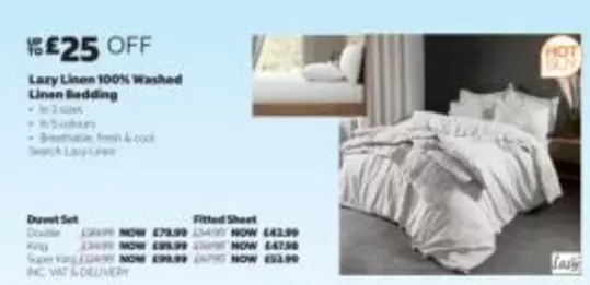 King - Lazy Linen 100% Washed Linen Bedding