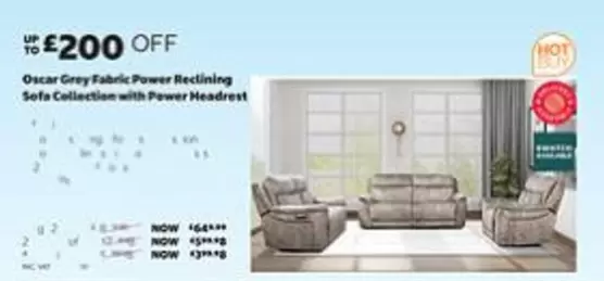 Oscar Grey Fabric Power Reclining Sofa Collection with Power Headrest
