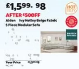 Alden & Ivy Holley Beige Fabric 5 Piece Modular Sofa Item 108750