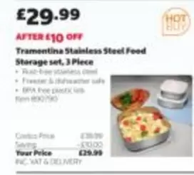 Stainless Steel Food Storage set, 3 Piece (Item 890790)