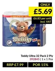 Teddy Ultra 32 Pack 2 Ply Toilet Tissue