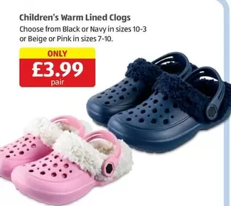 Children's Warm Lined Clogs