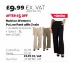 Halston Women's Pull on Pant with Chain Item 575260