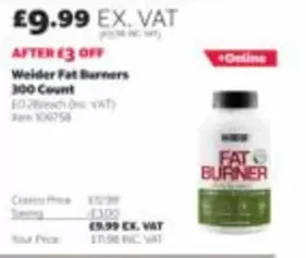 Weider Fat Burners 300 Count
