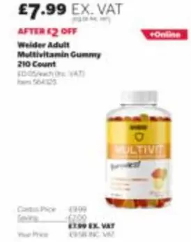 Welder Adult Multivitamin Gummy 210 Count