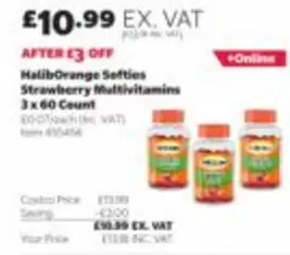 HalibOrange Softies Strawberry Multivitamins 3 x 60 Count