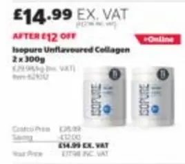 Isopure Unflavoured Collagen 2 x 300g