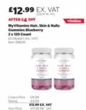 Hair, Skin & Nails Gummies Blueberry 2 x 120 Count