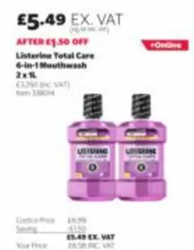Listerine - Total Care 6-in-1 Mouthwash 2 x 1L
