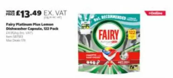 Fairy - Platinum Plus Lemon Dishwasher Capsules