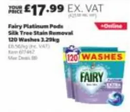 Fairy - Platinum Pods Silk Tree Stain Removal 120 Washes 3.29kg Item 677442