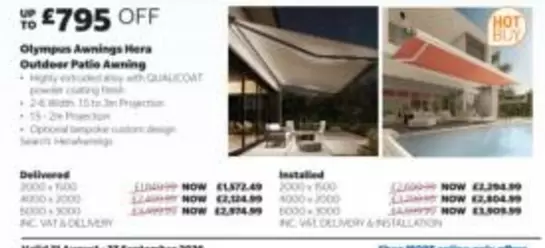 Olympus - Awnings Hera Outdoor Patio Awning