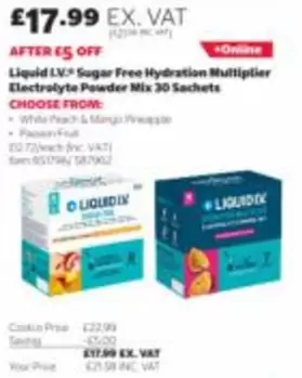 Mango - Liquid LV Sugar Free Hydration Multiplier Electrolyte Powder Mix 30 Sachets