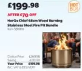 HerqQs Chief 68cm Wood Burning Stainless Steel Fire Pit Bundle Item 588810