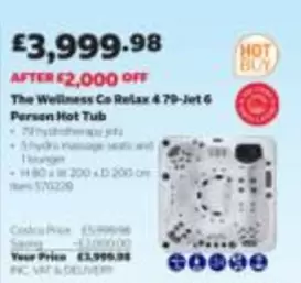 The Wellness Co Relax 4 79-Jet 6 Person Hot Tub