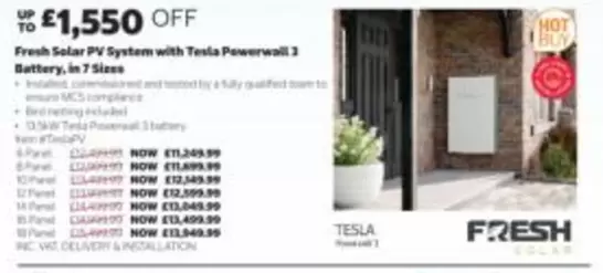 Fresh Solar PV System with Tesla Powerwall 3 Battery
