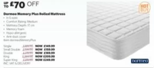 King - Memory Plus Rolled Mattress