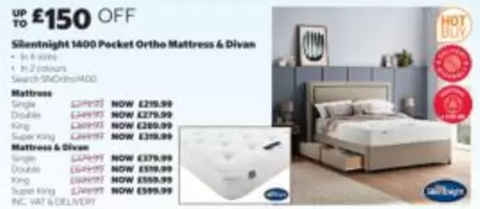 King - Silentnight 1400 Pocket Ortho Mattress & Divan