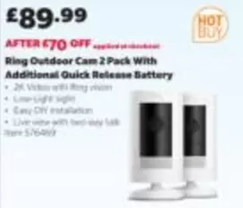 Outdoor Cam 2 Pack With Additional Quick Release Battery