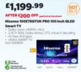 Hisense - 100QE78QTUK PRO 100 Inch QLED Smart TV
